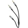 Kabelis AUX 2in1 Jack 3,5 mm (lizdas) į 2 x Jack 3,5 mm (vyras) Hoco 0,25 m UPA21 metalinis pilkas