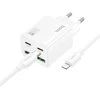 Telefono įkroviklis Hoco 2 x USB C + 2 x USB A QC3.0 PD 3A 30W + laidas USB C į Lightning N56 baltas