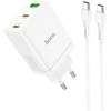 Telefono įkroviklis Hoco 2 x USB C + USB A QC3.0 PD 3A 35W + laidas USB C į USB C N33 baltas