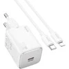 Telefono įkroviklis Hoco USB C QC PD 20W + laidas USB C į Lightning N40 baltas