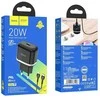 „Canyon Hoco N24“ mobiliojo telefono įkroviklis „Type-C QC3.0“, 20 W + „Lightning“ laidas, 1 m