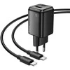 Telefono įkroviklis Hoco USB A + USB C QC3.0 PD 3A 20W + laidas USB C į USB C N34 skaidrus