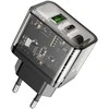 Telefono įkroviklis Hoco USB A + USB C QC3.0 PD 3A 20W N34 skaidrus