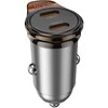 Automobilinis įkroviklis Hoco 2 x USB C PD QC3.0 45W NZ16B metalinis pilkas