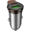 Car charger Hoco USB A + USB C QC3.0 PD 3A 43W + cable USB C to Lightning NZ16A metal pilka