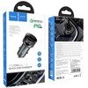 Automobilinis įkroviklis HOCO USB QC3.0 + PD20W LED kelio lemputė Z42 pilkas