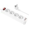 Įkroviklis-prailgintuvas Hoco NS1 (2xUSB; 1xUSB-C; 4xEU socket; 3A 20W) baltas