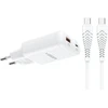 Phone charger USB A + Type C PD 65W + data cable Type C to C 100W VEGER TR122 baltas