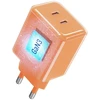 Phone charger Forcell F-Energy GaN III Crystal Color 2x USB C AVS SSFC2.0 60W + silicone cable USB C to USB C VT-60 oranžinis
