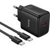 Phone GaN charger Hoco USB C PD AVS 40W max 60W with USB C to USB C cable N83 juodas