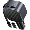 Car charger Hoco USB A + USB C PD QC3.0 45W with retractable cable USB C Z68 juodas
