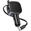 Car charger Hoco USB A + USB C PD QC3.0 45W with retractable cable USB C Z68 juodas
