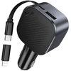 Car charger Hoco USB A + USB C PD QC3.0 45W with retractable cable USB C Z68 juodas