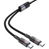 Cable 2in1 USB C į USB C / USB C Hoco 5A 100W 1,2 m U139 juodas