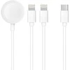 Hoco Oem Kabelis 3in1 Type C į 2 x Lightning / Apple Watch 3W 2A C3168 1,2 m baltos spalvos