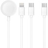 Hoco Oem Kabelis 3in1 Type C į Lightning / Typ C / Apple Watch 3W 2A C3169 1,2 m baltos spalvos