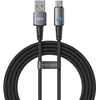 Cable with LED light indicator USB A to Type C VEGER PD 3A 66W AC1-ZSD 1,2 m juodas
