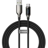 Cable with LED ekranas USB A to Type C VEGER PD 3A 66W AC1-XHJ 1,2 m juodas