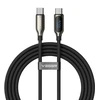 Cable with LED ekranas Type C to Type C VEGER PD 5A 100W CC1-XHJ 1,5 m juodas