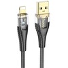 Cable USB A į Lightning Hoco 2,4A 1,2 m U121 juodas skaidrus