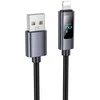 USB A laidas į „Lightning“ Hoco 2,4A su ekranu 1 m X112 juodas
