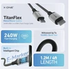 X-ONE TitanFlex data cable - type C to C - 5A max 240W 1,2 m juodas