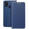 Dėklas Oem LUNA Book Carbon skirtas Samsung Galaxy A21s mėlynos spalvos