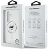Dėklas Karl Lagerfeld Button Choupette Head Printed Logo MagSafe Samsung Galaxy S25 baltos spalvos