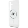 Dėklas Karl Lagerfeld Button Choupette Head Printed Logo MagSafe Samsung Galaxy S25 baltos spalvos
