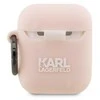 Karl Lagerfeld KLA2RUNIKP AirPods 1/2 dėklas rožinės spalvos silikoninis Karl Head 3D