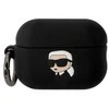 Apple AirPods Pro 2 Karl Lagerfeld silikoninis Karl Head 3D ausinių dėklas juodos spalvos
