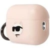 Apple AirPods Pro 2 Karl Lagerfeld silikoninis Choupette Head 3D light ausinių dėklas rožinės spalvos