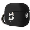 Apple AirPods Pro 2 Karl Lagerfeld silikoninis Choupette Head 3D ausinių dėklas juodos spalvos