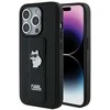 Apple iPhone 14 Pro Karl Lagerfeld dėklas Gripstand Saffiano Choupette Pins (KLHCP14LGSACHPK) juodos spalvos