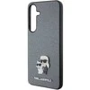 Samsung Galaxy S24 Karl Lagerfeld dėklas Saffiano Karl & Choupette Metal Pin (KLHCS24SPSAKCMPG) pilkos spalvos