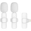 OEM belaidis prisegamas mikrofonas „Lightning“ dvigubas (2 komplekte) K1 baltas