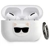 Karl Lagerfeld KLACAPSILCHWH AirPods Pro dėklas baltas silikoninis Choupette dėklas
