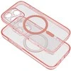 Dėklas Oem Case for iPhone 14 Clear Mag Cover with camera protection compatible with MagSafe pink glitter