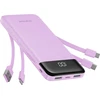 Nešiojamoji baterija 5V 3A 10000 mAh su integruotais laidais USB A / USB C / Lightning / Micro USB Charmast W1148 violetinė