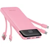 Nešiojamoji baterija 5V 3A 10000 mAh su integruotais laidais USB A / USB C / Lightning / Micro USB Charmast W1148 rožinė