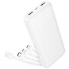 Nešiojamas įkroviklis Hoco 10000 mAh 2A su keturiais įmontuotais kabeliais USB A + USB C + Lightning + Micro USB J163 baltas