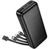 Powerbank Hoco 20000 mAh 2A with four built-in cables USB A + USB C+ Lightning + Micro USB J163A juodas