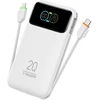 Nešiojamas akumuliatorius Veger Fuerza 10 (W1212B) PD 20W 10000 mAh su įmontuotais kabeliais USB C / Lightning baltas