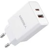 Phone charger VEGER USB A + Typ C PD QC3.0 3A 30W VLS302U baltas