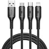 WiWU - Starlink serijos duomenų kabelis Wi-045E 3w1 USB A į USB C, Micro USB, Lightning 3,1A 1m - juodas