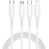 WiWU - Starlink serijos duomenų kabelis Wi-046E 3w1 USB C į USB C, Micro USB, Lightning 60W 1m - baltas