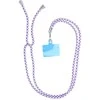 Dėklas OEM SWING (6mm) telefono virvelė, reguliuojamo ilgio telefono pakabukas / laido ilgis 165cm (maks. 82,5cm kilpoje) / ant peties arba kaklo - baltas - violetinė