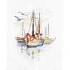 Alisa Mini siuvinėjimo rinkinys kryželiu „Laivai aušroje“, Aida 14, 6×9 cm