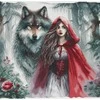 Ava Stitch Mergaitė ir sargybinis vilkas kryželiu siuvinėjimo rinkinys