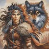 Ava Stitch Siuvinėjimo kryželiu rinkinys „Karys ir vilkas“ 32x32 cm AVA-P076